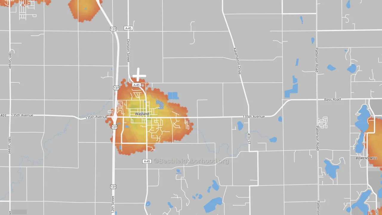 Bike Grade map of Wayland, MI