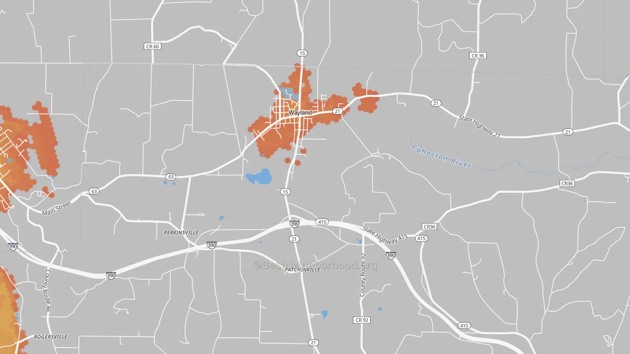 Bike Grade map of Wayland, NY