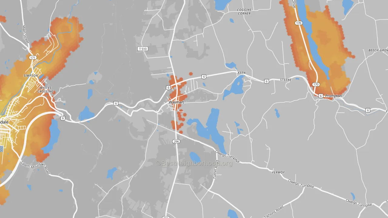 Bike Grade map of Waymart, PA