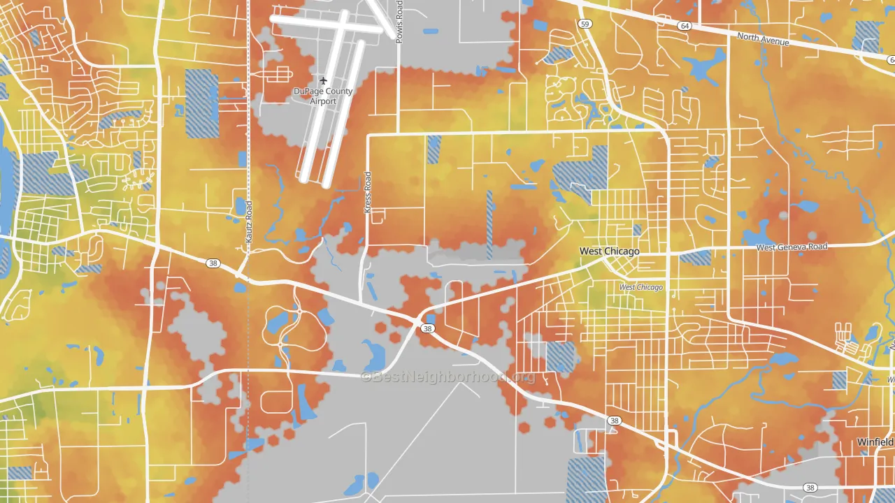 Bike Grade map of Wayne Center, IL