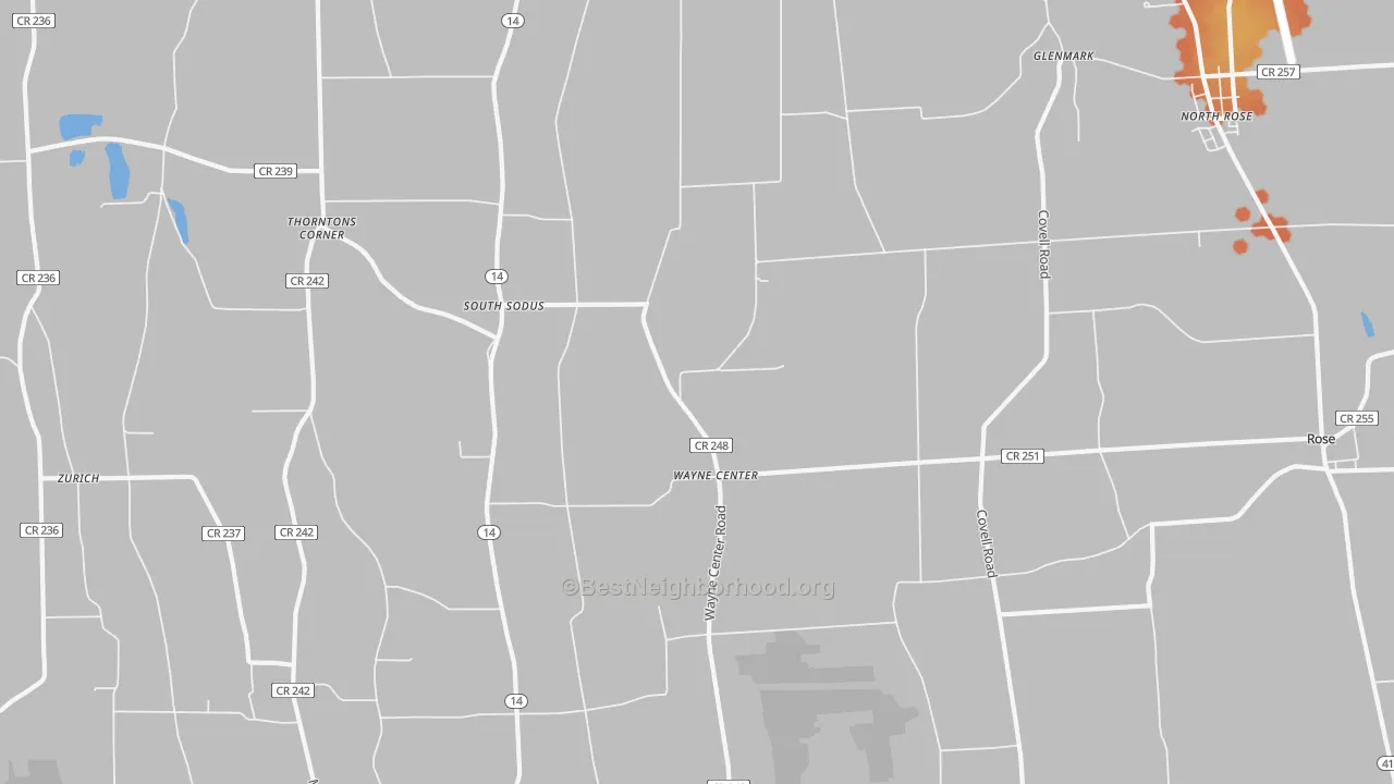Bike Grade map of Wayne Center, NY
