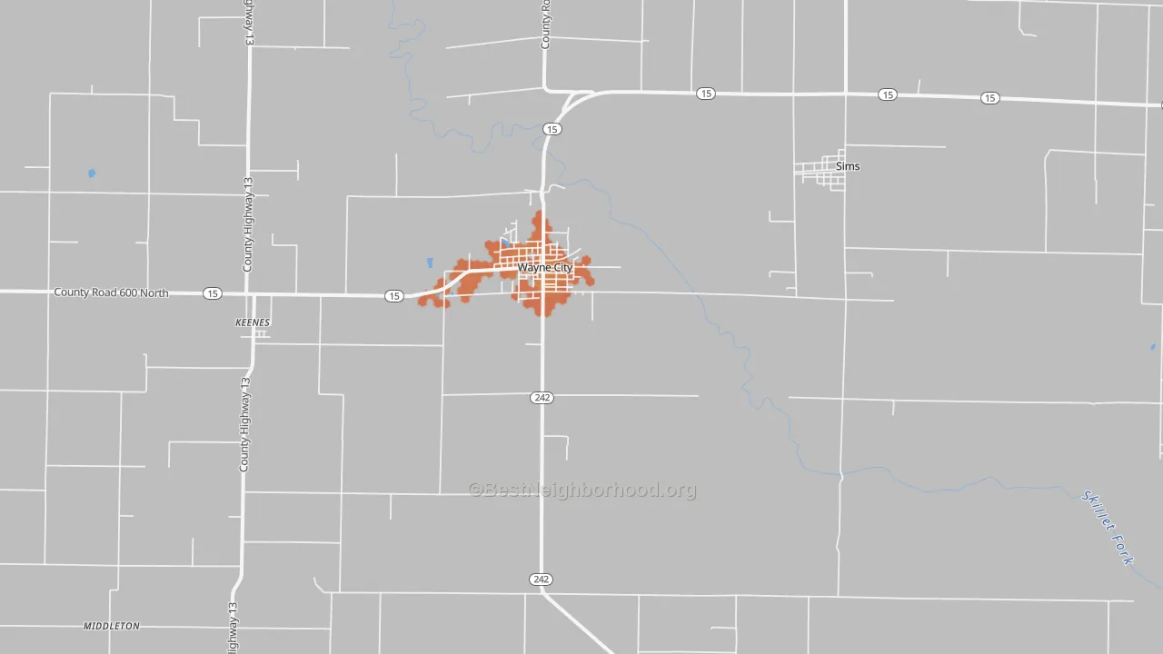 Bike Grade map of Wayne City, IL