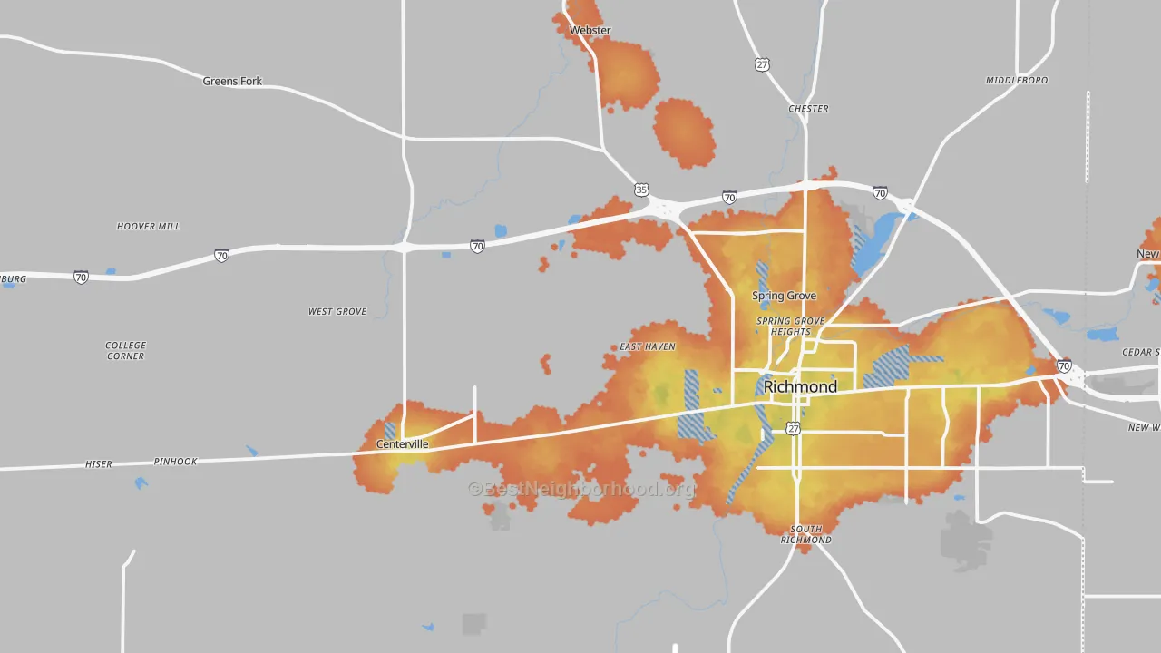 Bike Grade map of Wayne County, IN
