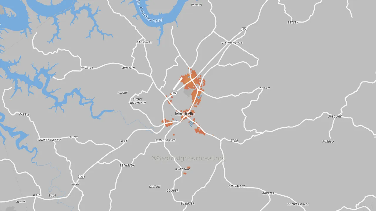 Bike Grade map of Wayne County, KY