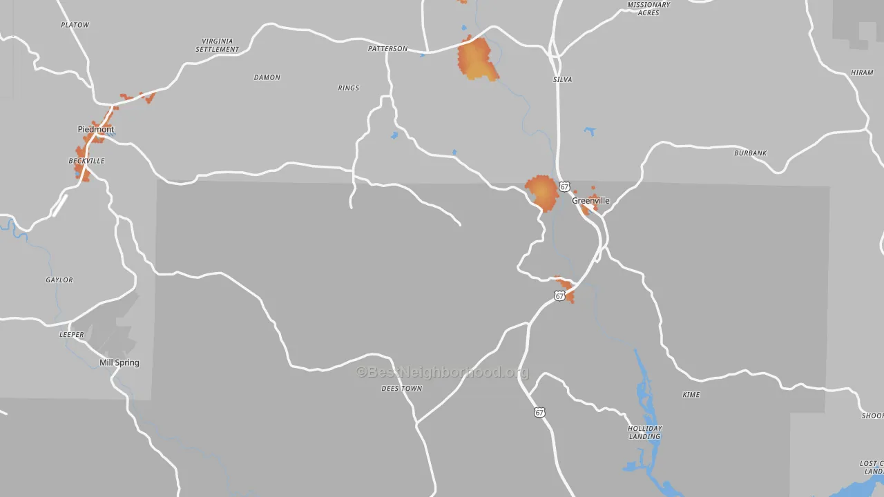 Bike Grade map of Wayne County, MO