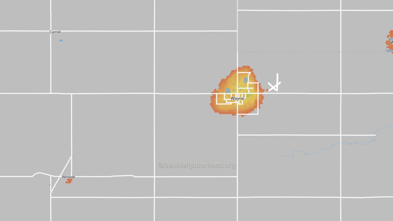 Bike Grade map of Wayne County, NE