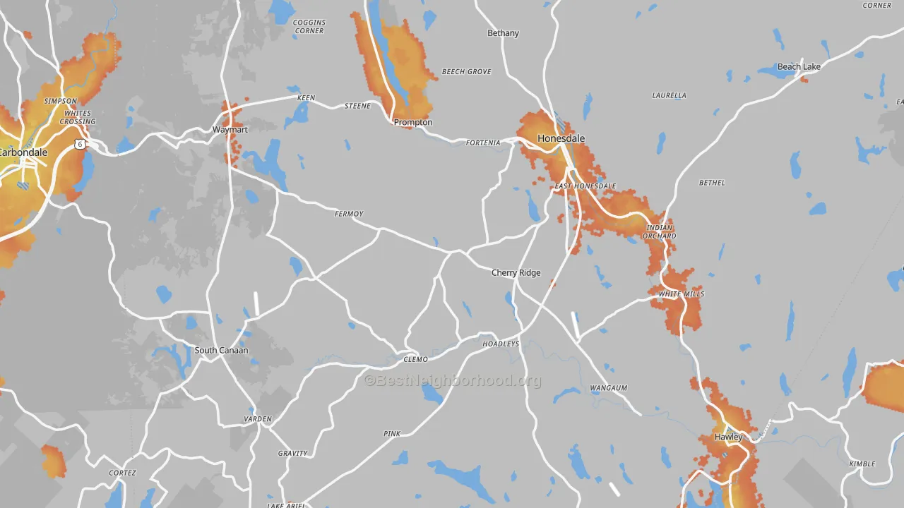 Bike Grade map of Wayne County, PA