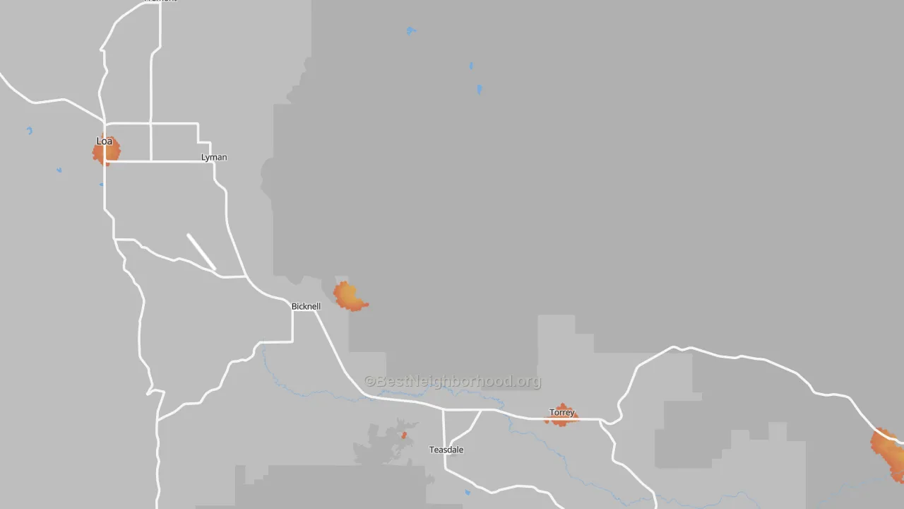 Bike Grade map of Wayne County, UT