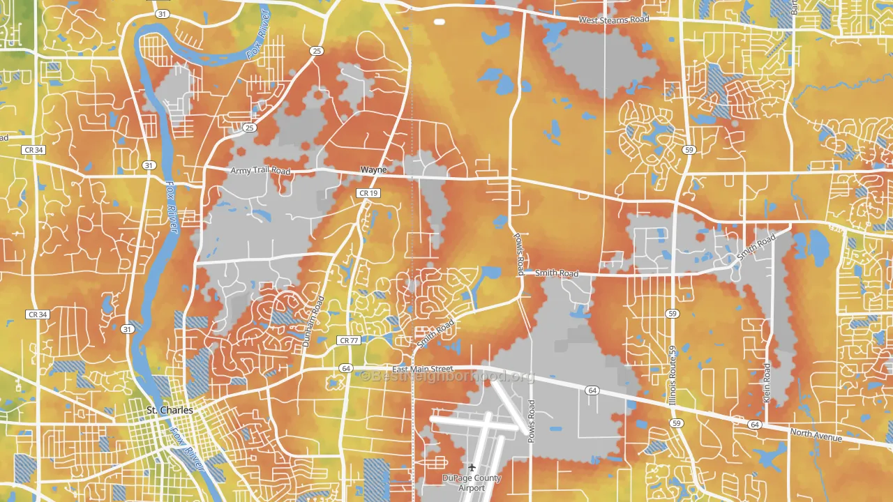 Bike Grade map of Wayne, IL