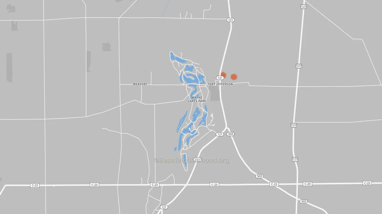Bike Grade map of Wayne Lakes, OH