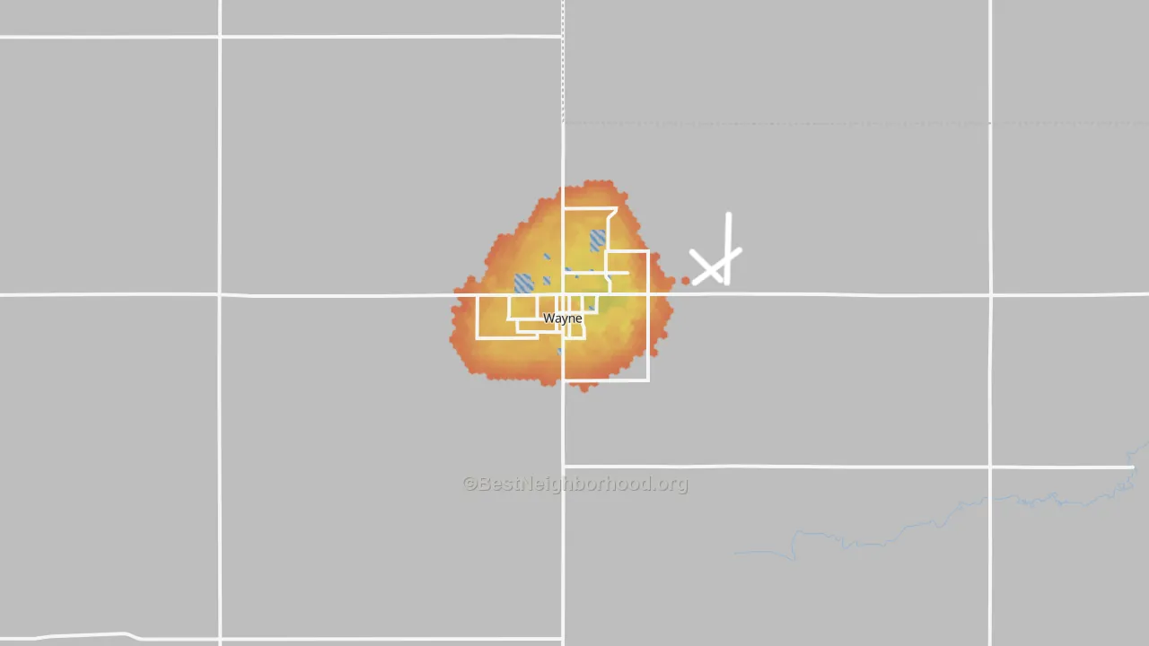 Bike Grade map of Wayne, NE