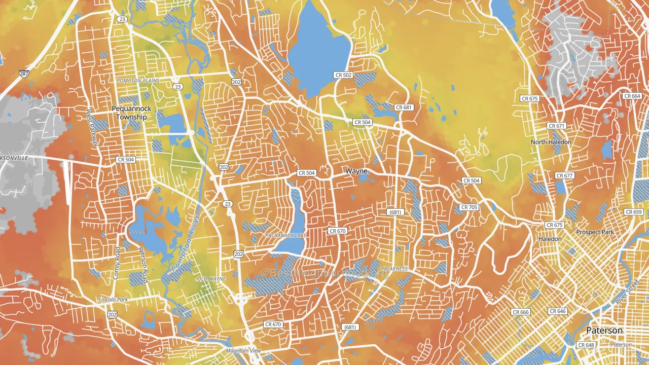 Bike Grade map of Wayne, NJ