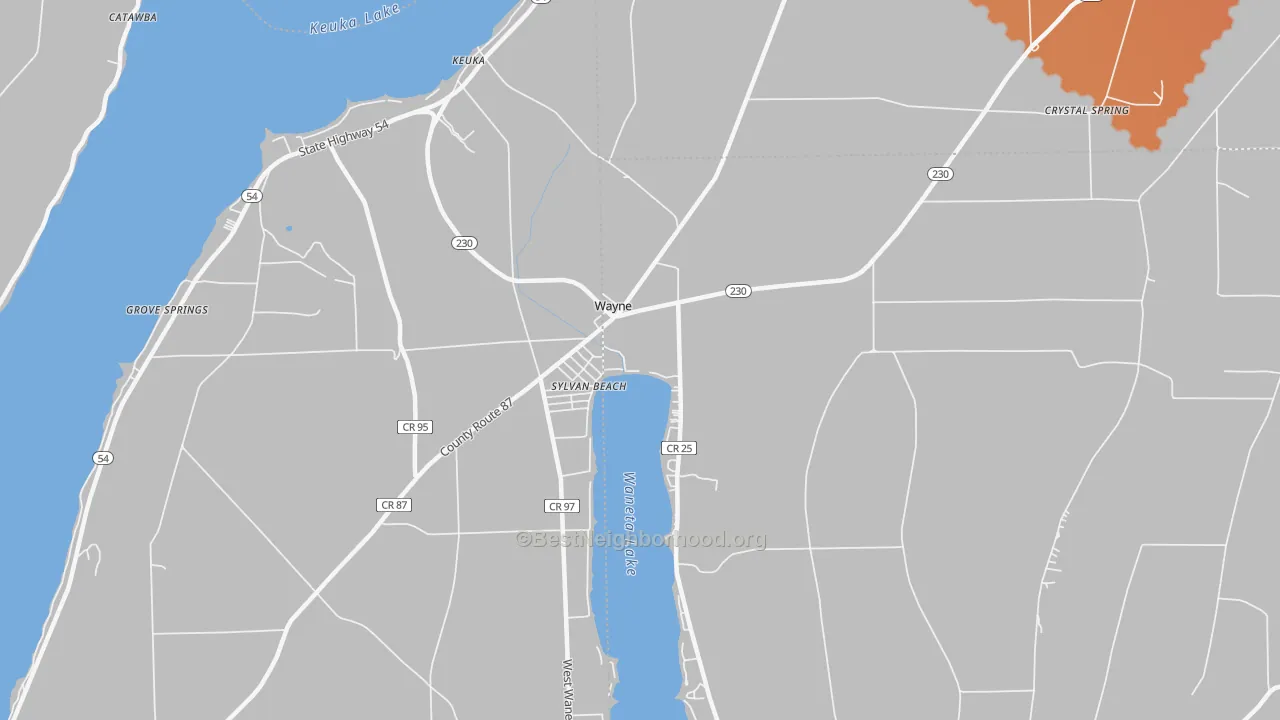 Bike Grade map of Wayne, NY