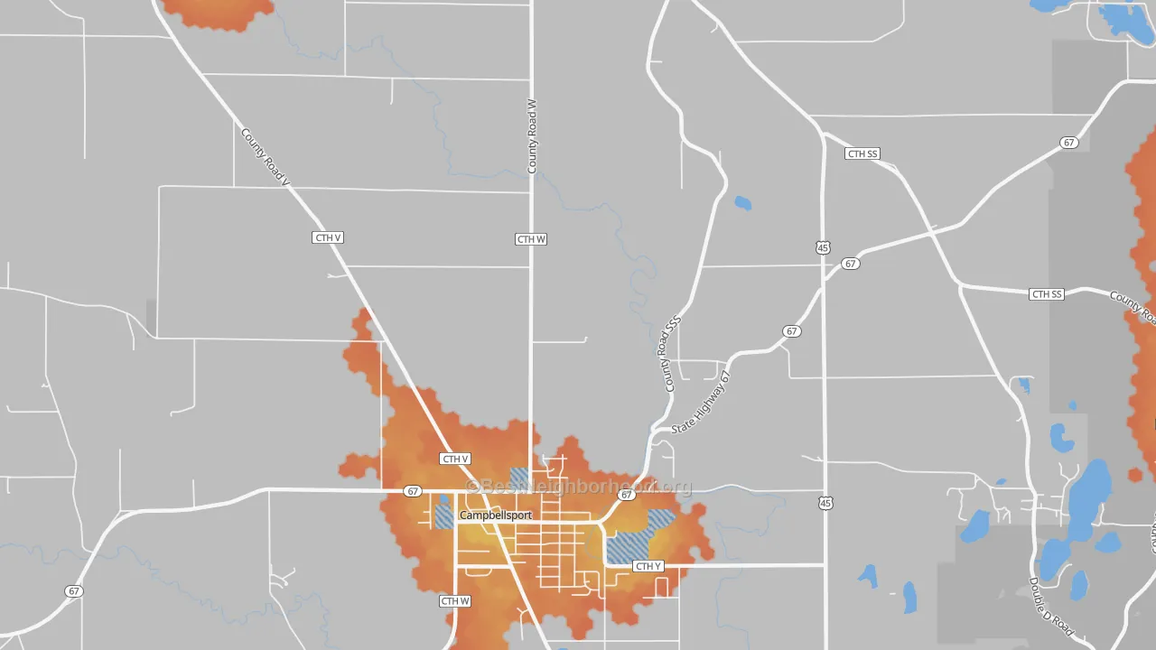 Bike Grade map of Wayne, WI