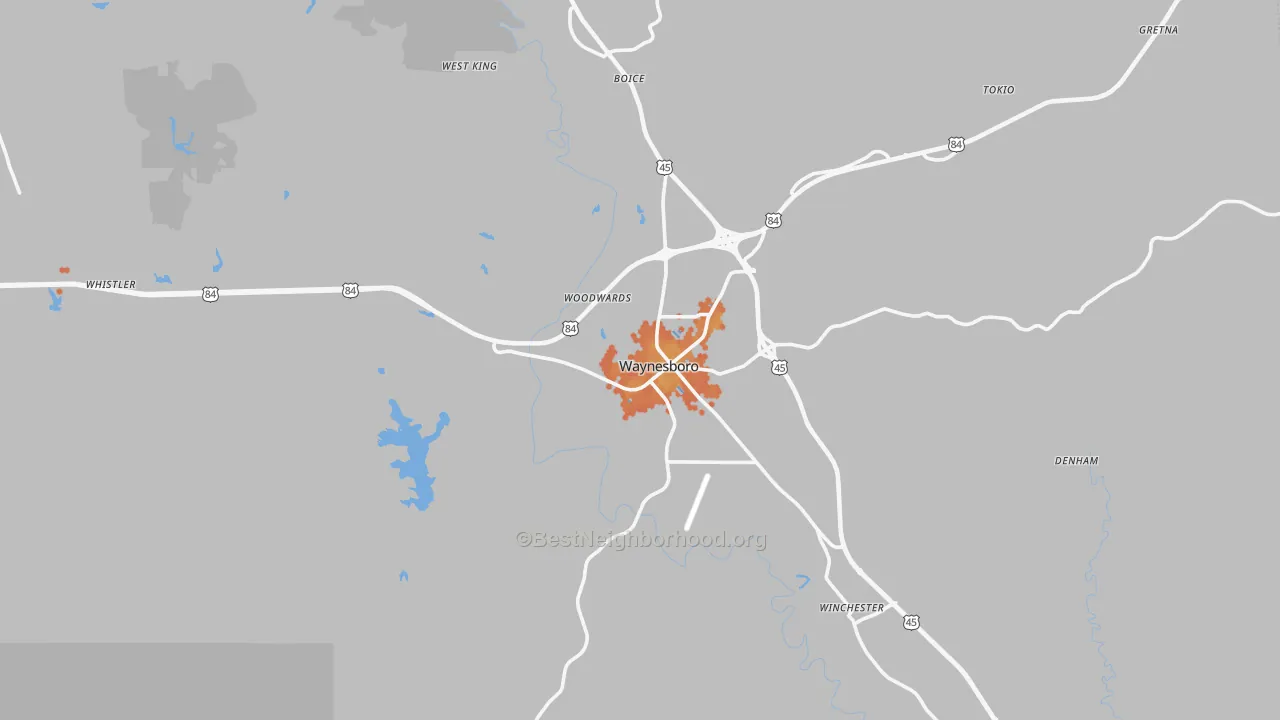 Bike Grade map of Waynesboro, MS