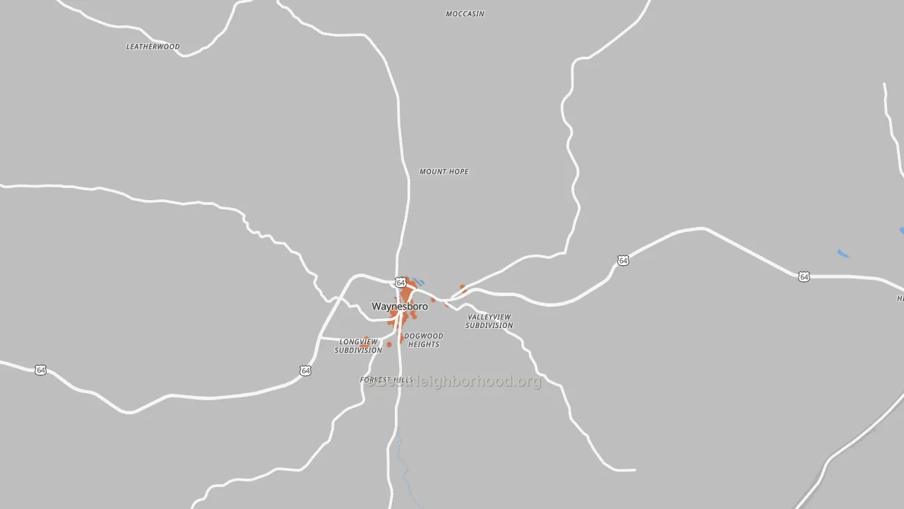 Bike Grade map of Waynesboro, TN