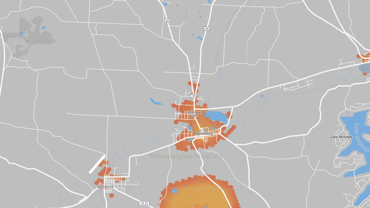 Bike Grade map of Waynesburg, OH