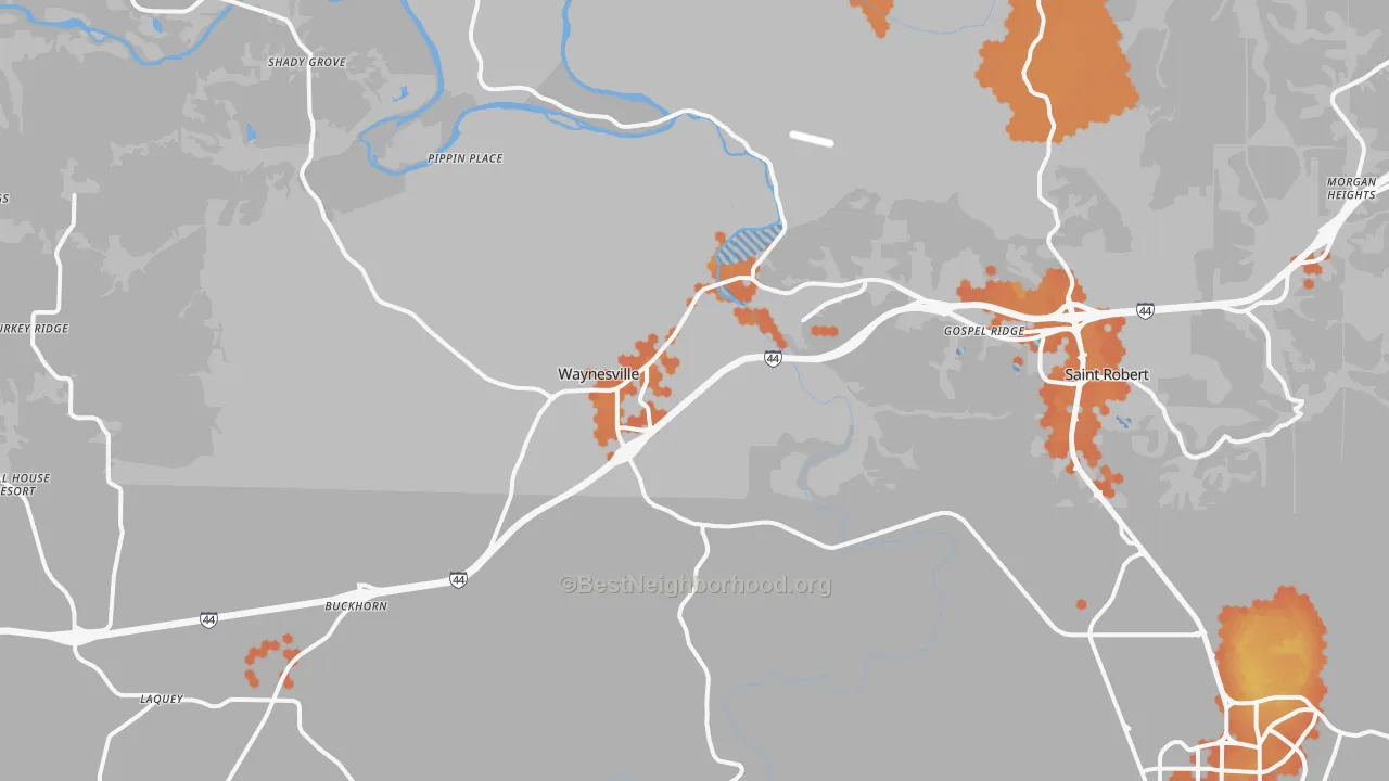 Bike Grade map of Waynesville, MO