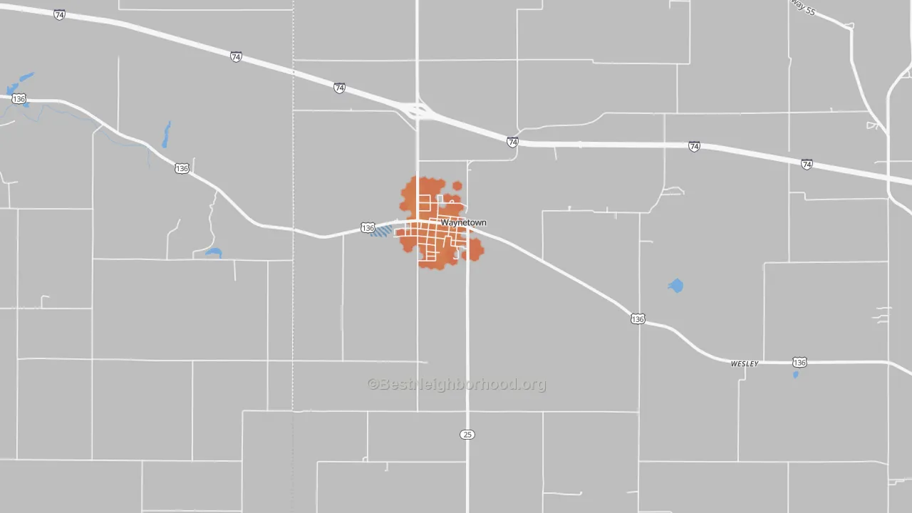 Bike Grade map of Waynetown, IN
