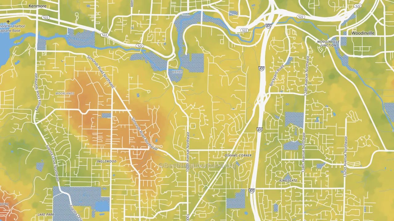 Bike Grade map of Waynita-Simonds-Norway Hill, Bothell, WA
