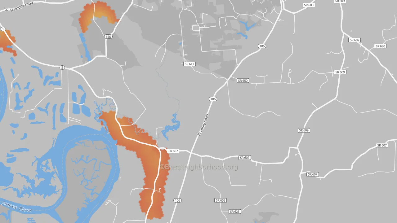 Bike Grade map of Wayside, VA