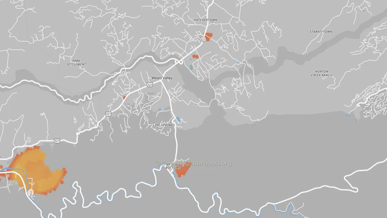 Bike Grade map of Wear Valley, TN