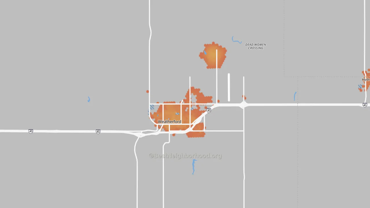 Bike Grade map of Weatherford, OK