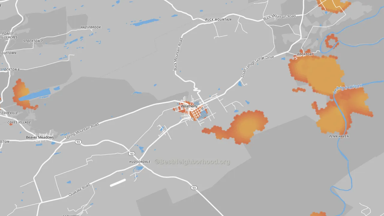 Bike Grade map of Weatherly, PA