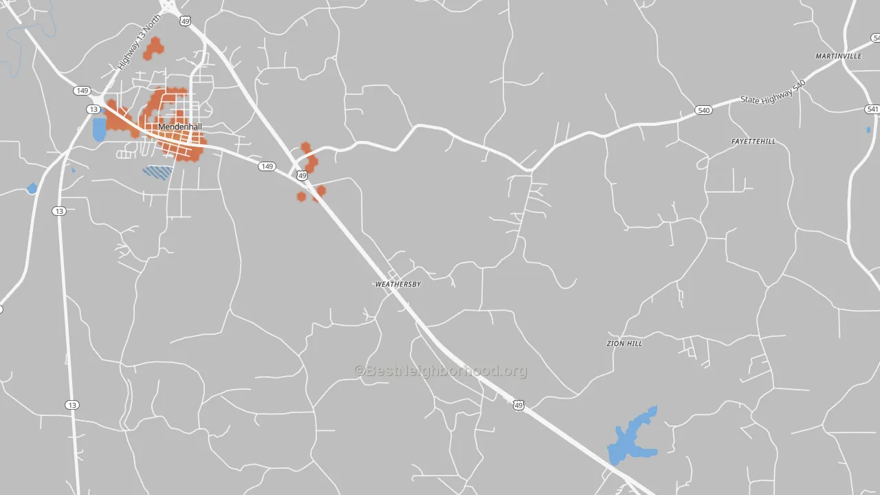 Bike Grade map of Weathersby, MS