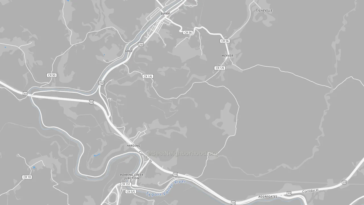 Bike Grade map of Weaver, WV