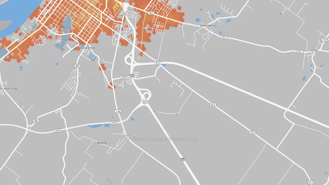 Bike Grade map of Weaverton, KY