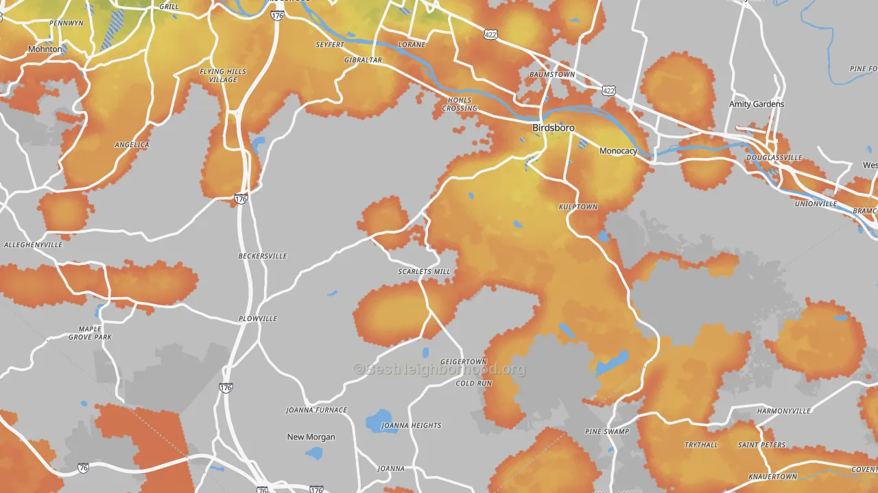 Bike Grade map of Weavertown, PA