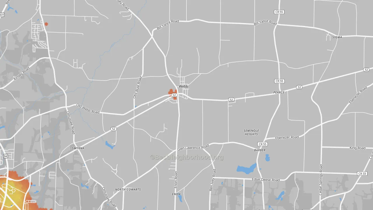 Bike Grade map of Webb, AL