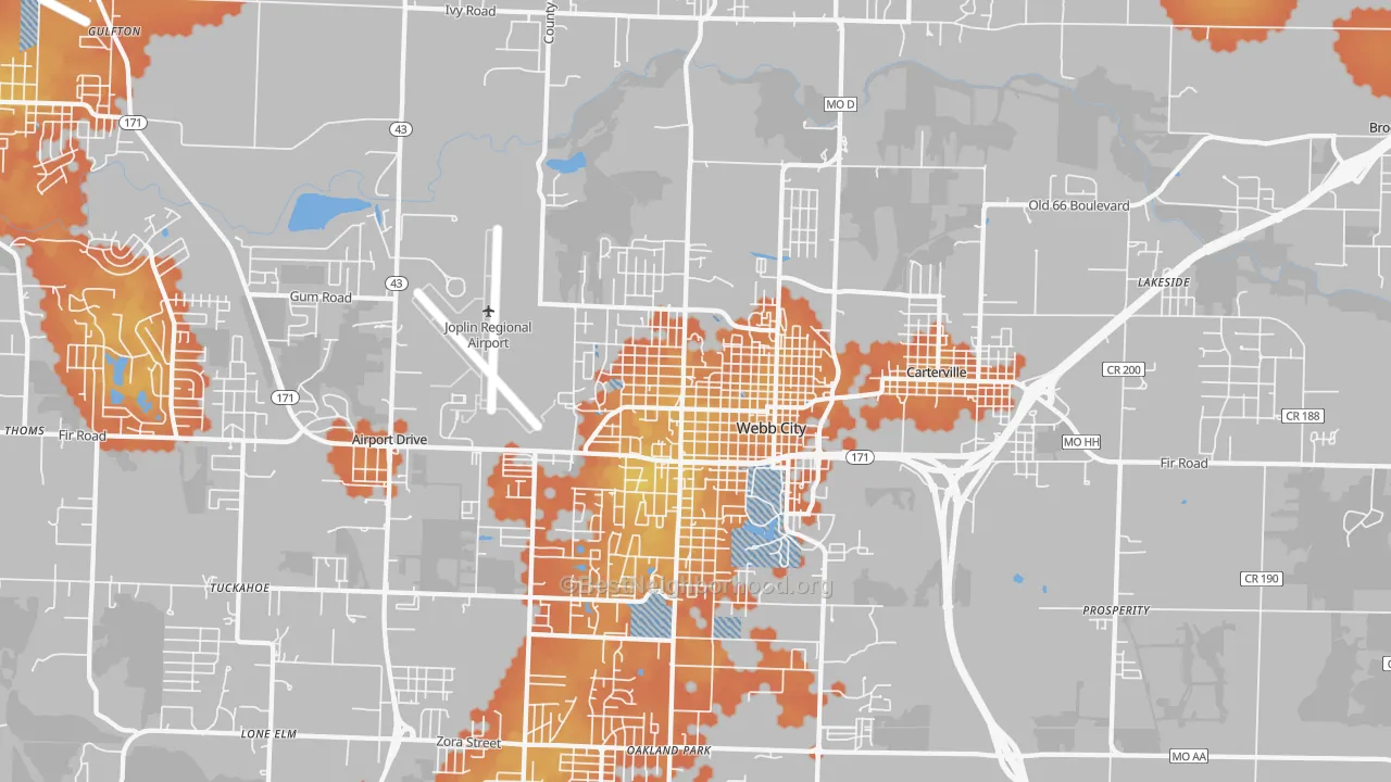Bike Grade map of Webb City, MO