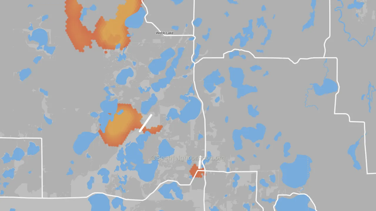 Bike Grade map of Webb Lake, WI