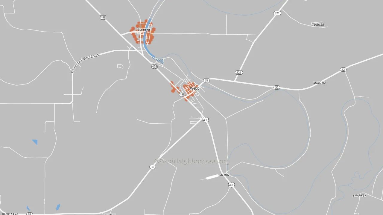 Bike Grade map of Webb, MS