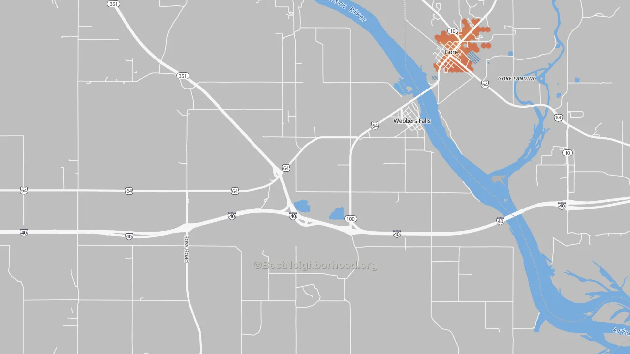 Bike Grade map of Webbers Falls, OK