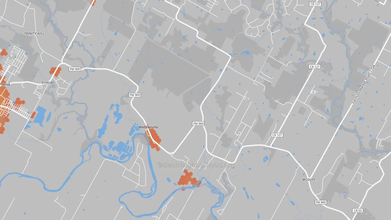 Bike Grade map of Webberville, TX