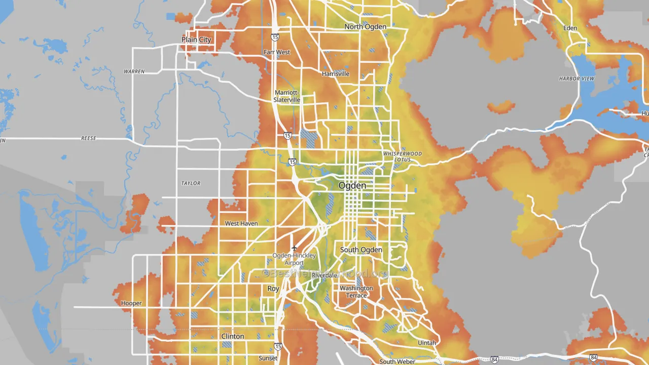 Bike Grade map of Weber County, UT