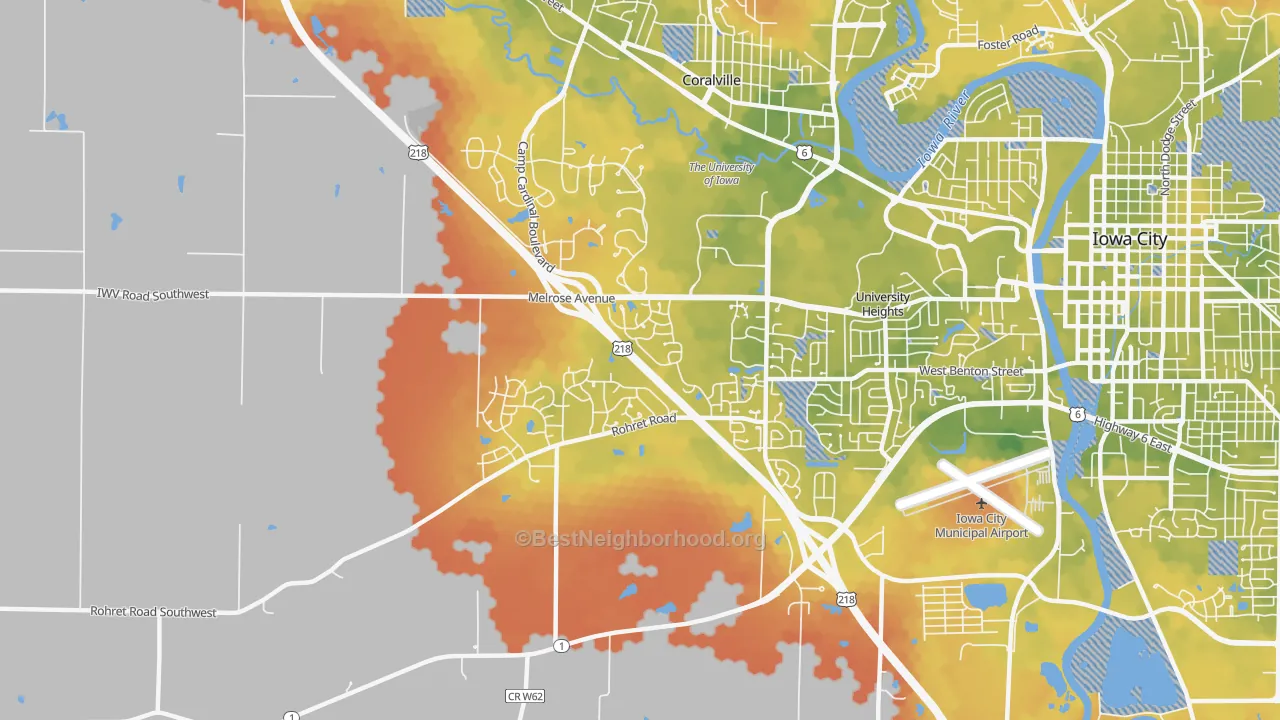 Bike Grade map of Weber, Iowa City, IA