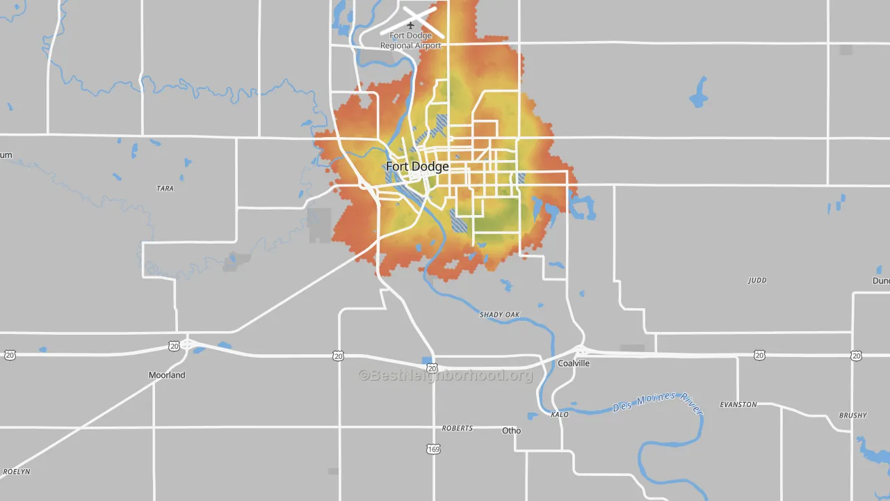 Bike Grade map of Webster County, IA