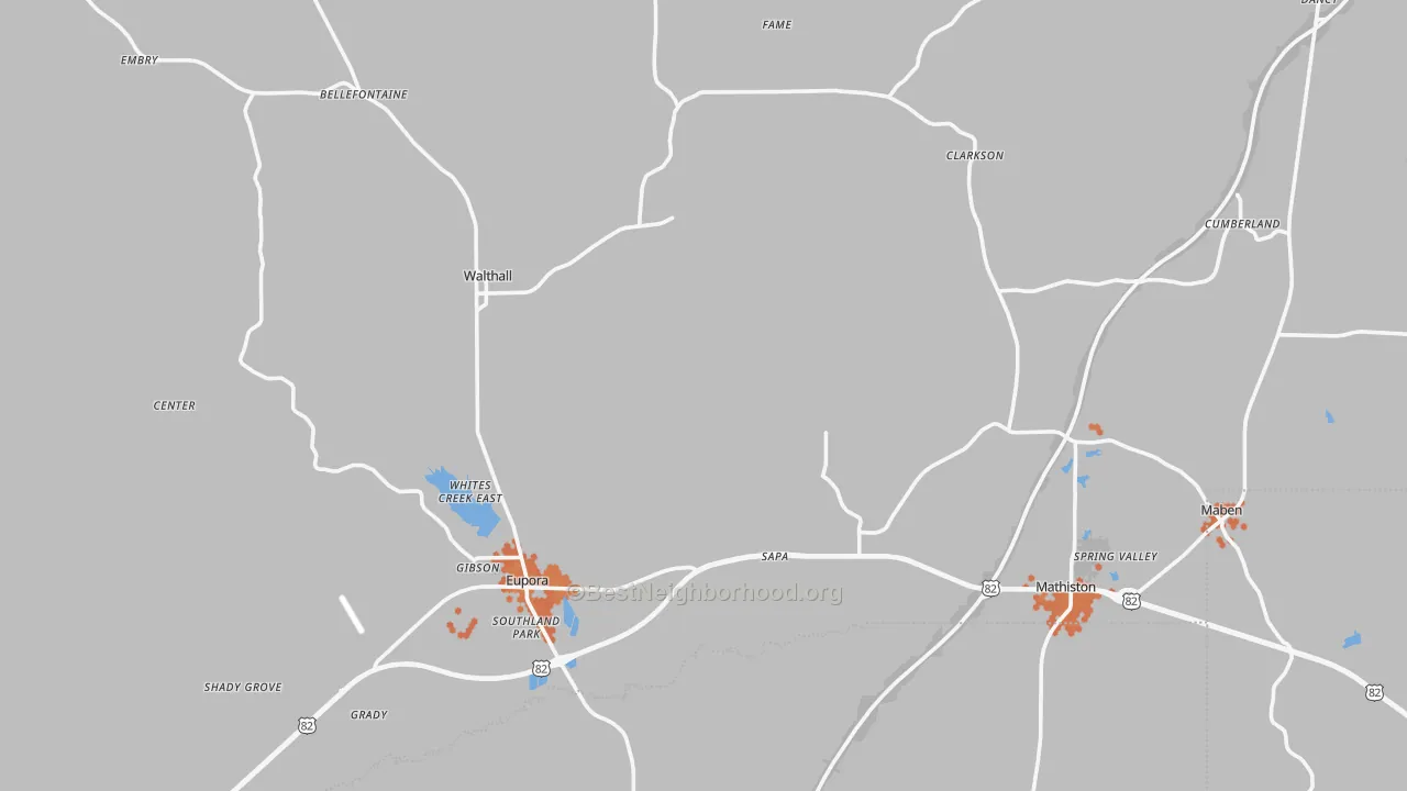 Bike Grade map of Webster County, MS