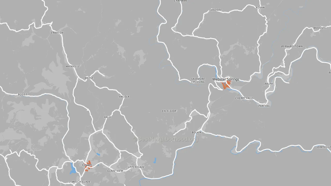 Bike Grade map of Webster County, WV