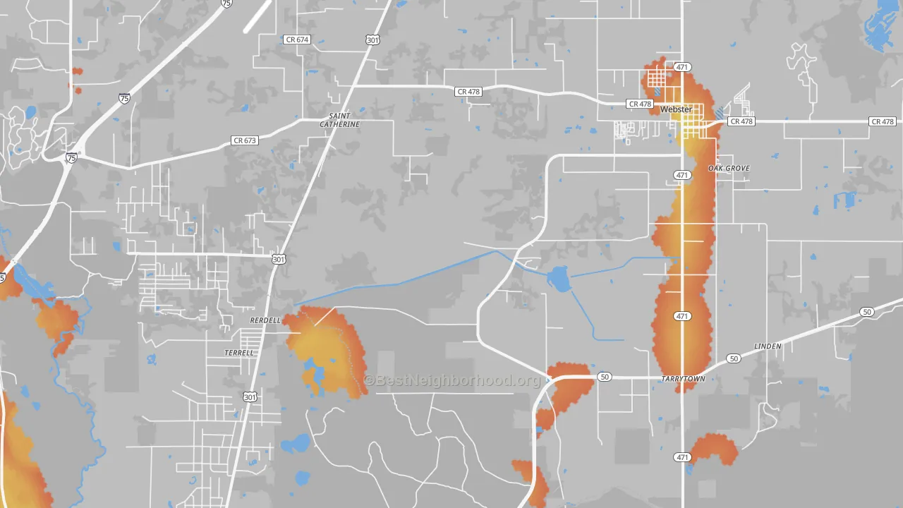 Bike Grade map of Webster, FL
