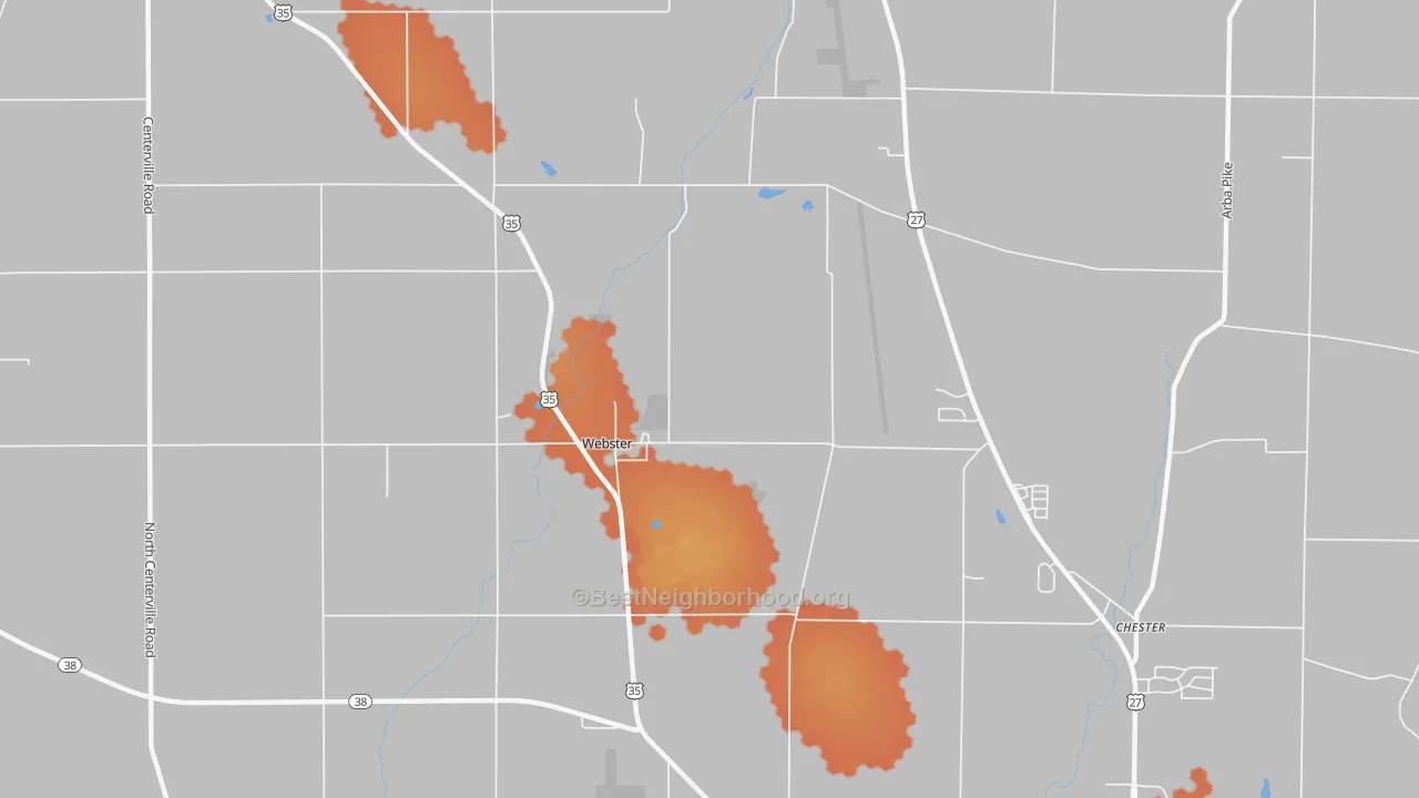 Bike Grade map of Webster, IN