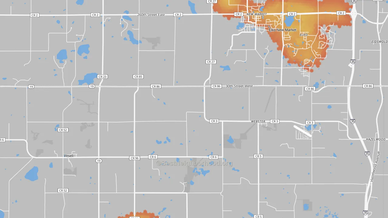 Bike Grade map of Webster, MN