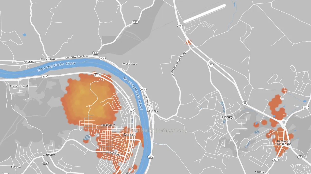 Bike Grade map of Webster, PA