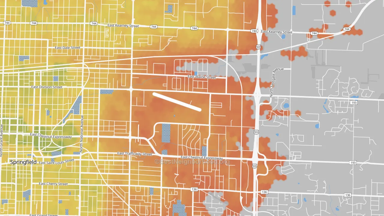 Bike Grade map of Webster Park-Shady Dell, Springfield, MO