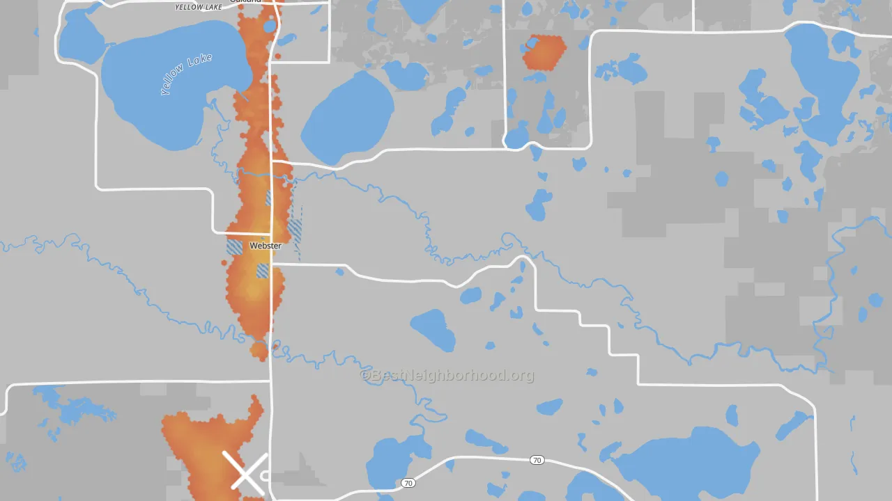 Bike Grade map of Webster, WI