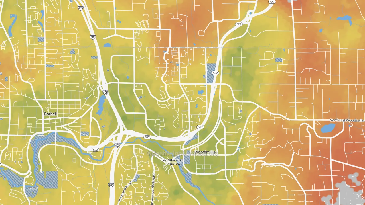 Bike Grade map of Wedge, Woodinville, WA